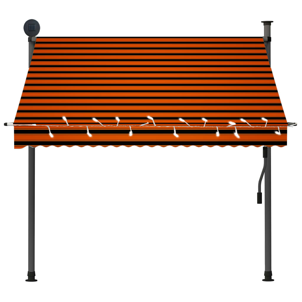 vidaXL Manual Retractable Awning with LED 78.7" Orange and Brown