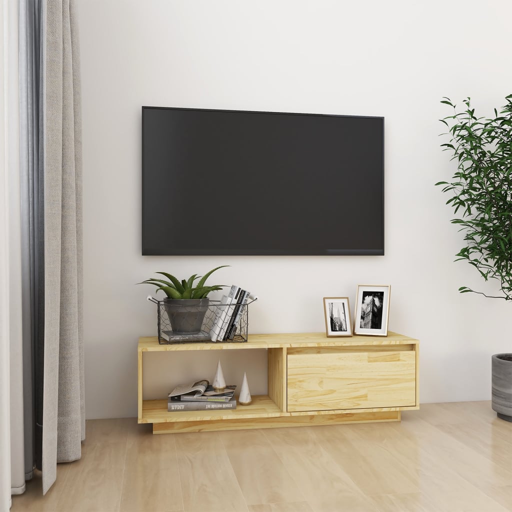 vidaXL TV Stand White 43.3"x11.8"x13.2" Solid Pinewood