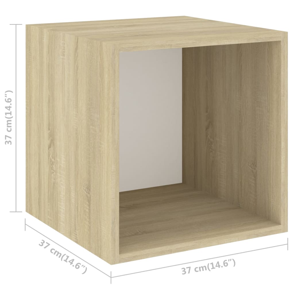 vidaXL Wall Cabinet White and Sonoma Oak 14.6"x14.6"x14.6" Engineered Wood