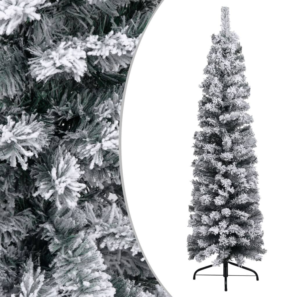 vidaXL Slim Artificial Christmas Tree with LEDs&Ball Set Green 59.1"