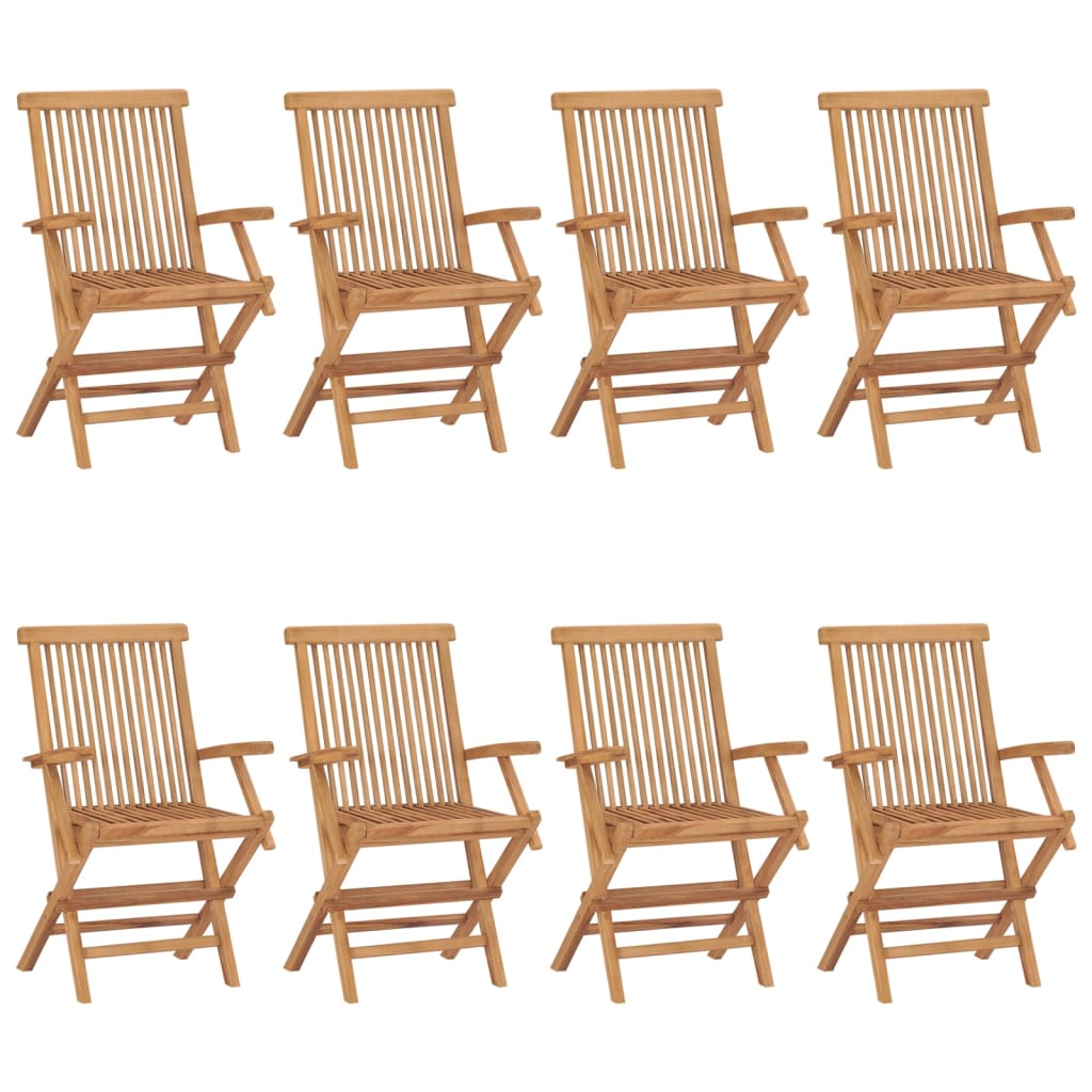 vidaXL Patio Chairs with Taupe Cushions 8 pcs Solid Teak Wood