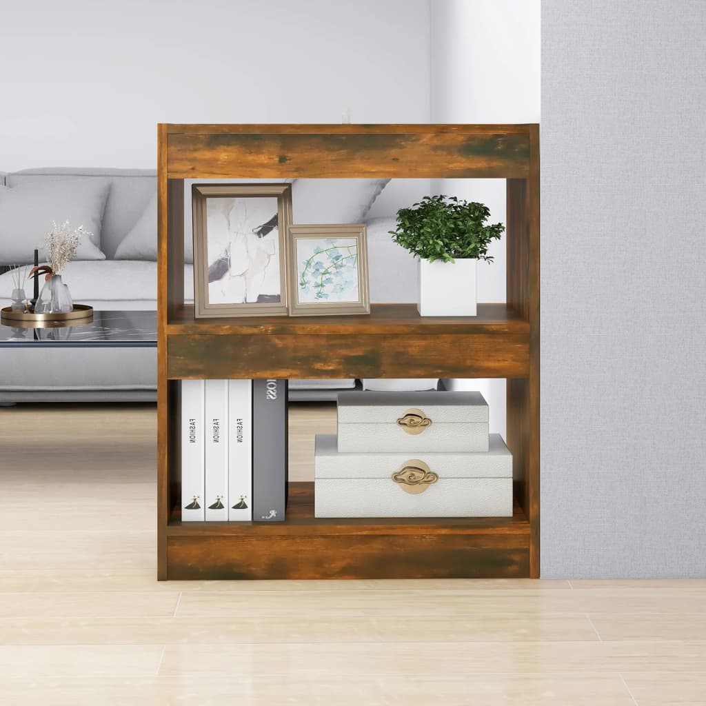 vidaXL Book Cabinet/Room Divider Smoked Oak 23.6"x11.8"x28.3"