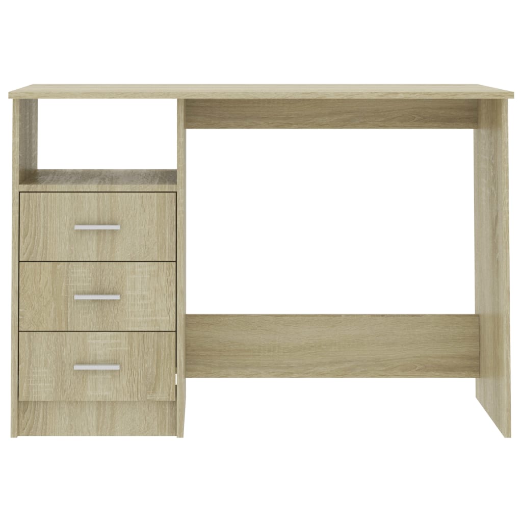 vidaXL Desk with Drawers Sonoma Oak 43.3"x19.7"x29.9" Engineered Wood