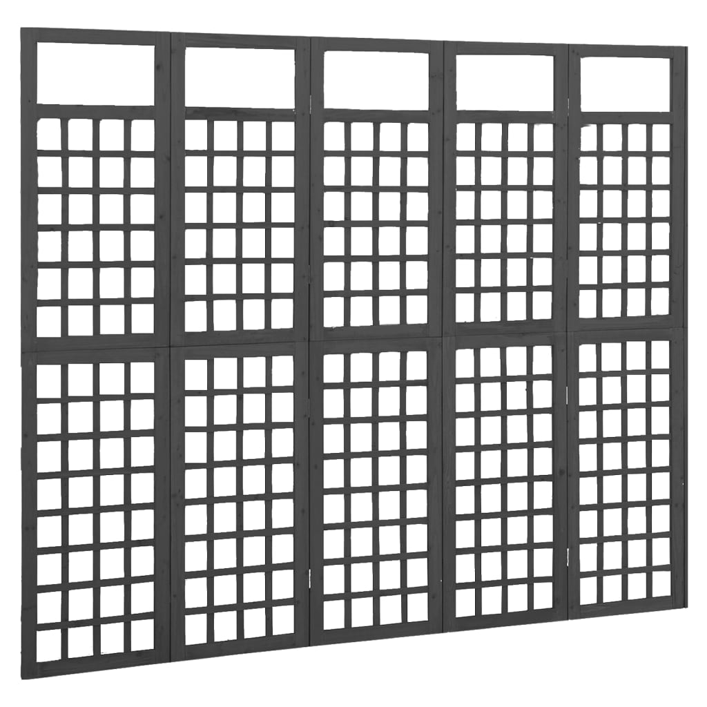 vidaXL 5-Panel Room Divider/Trellis Solid Fir Wood Black 79.3"x70.9"