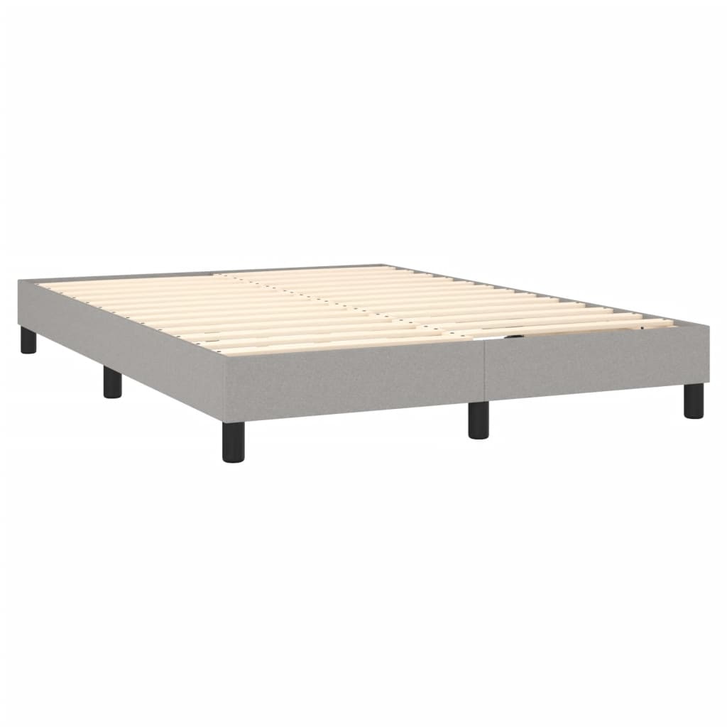 vidaXL Box Spring Bed with Mattress&LED Light Gray Queen Fabric