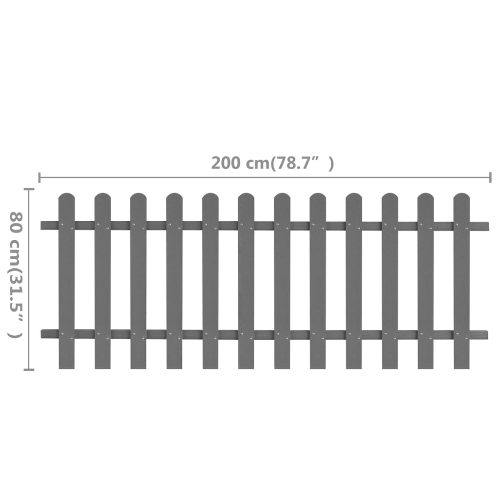 vidaXL Picket Fence WPC 78.7"x31.5"