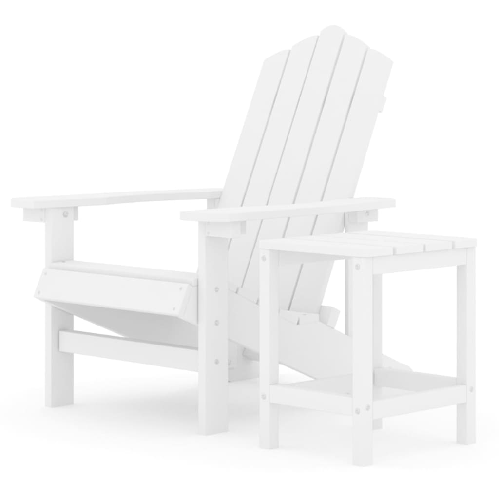vidaXL Patio Adirondack Chair with Table HDPE White