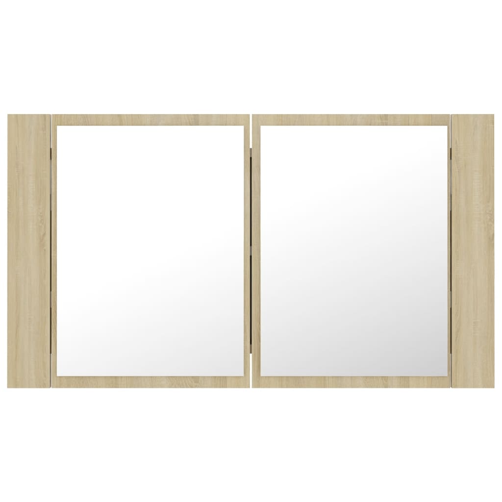 vidaXL LED Bathroom Mirror Cabinet Sonoma Oak 31.5"x4.7"x17.7"