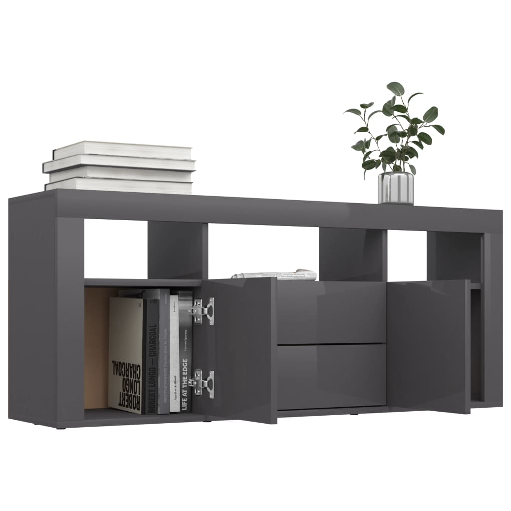 vidaXL TV Cabinet High Gloss Gray 47.2"x11.8"x19.7" Engineered Wood