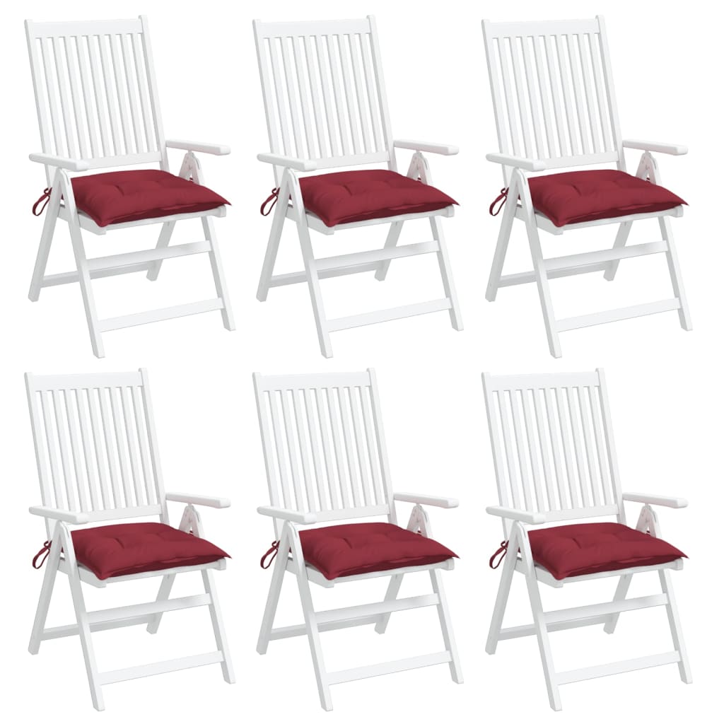 vidaXL Chair Cushions 6 pcs Wine Red 19.7"x19.7"x2.8" Fabric