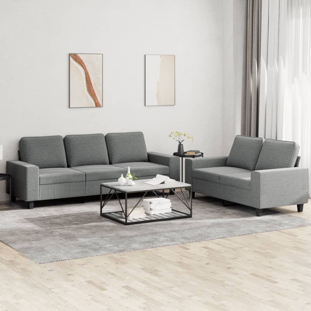 vidaXL 2 Piece Sofa Set Dark Gray Fabric