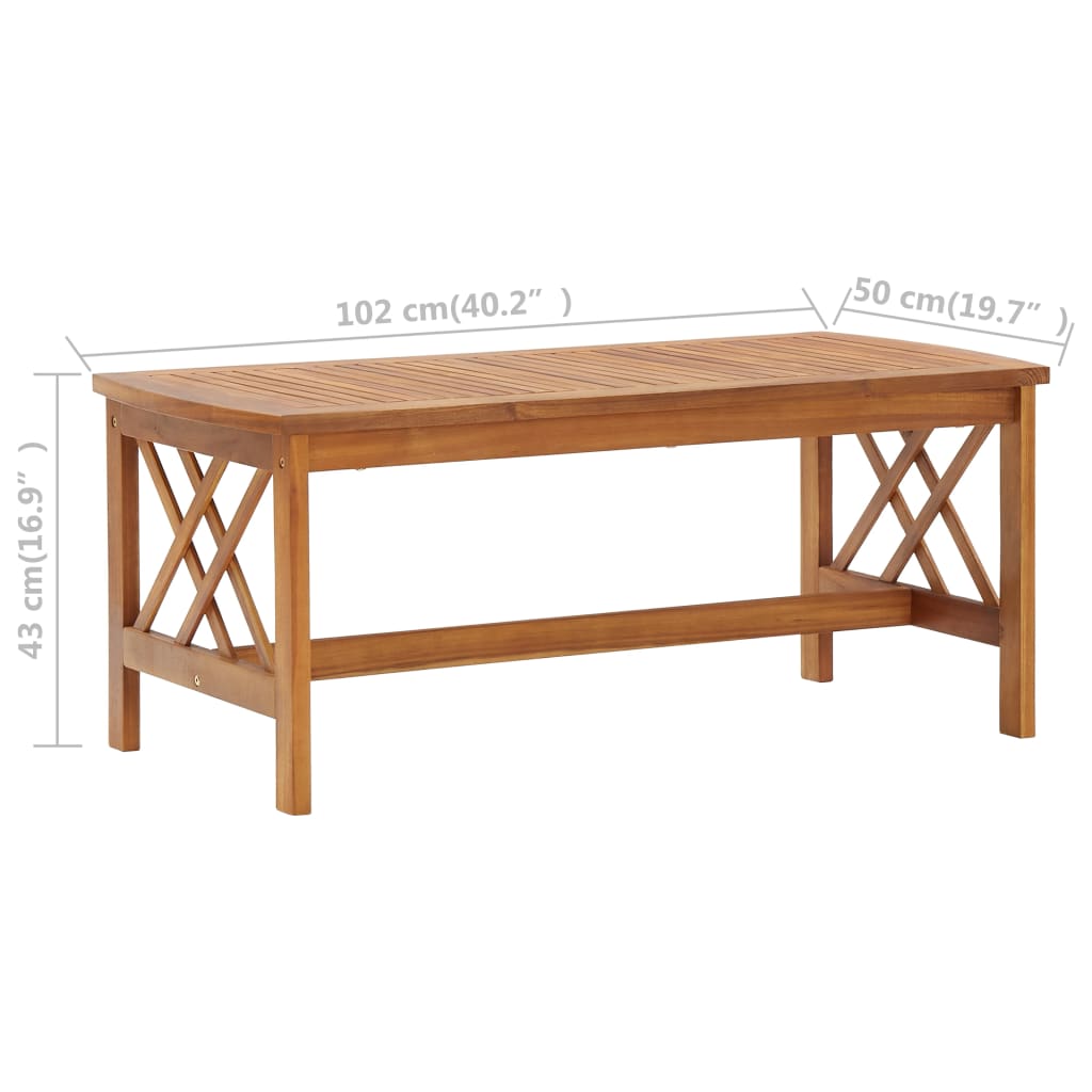 vidaXL Coffee Table 40.2"x19.7"x16.9" Solid Acacia Wood