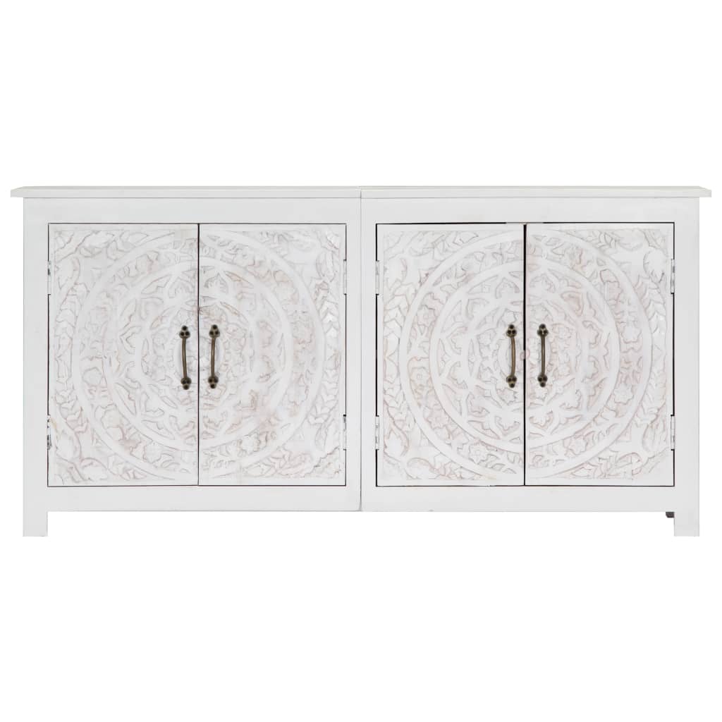 vidaXL Sideboard Handmade White 55.1"x11.8"x27.5" Solid Acacia Wood
