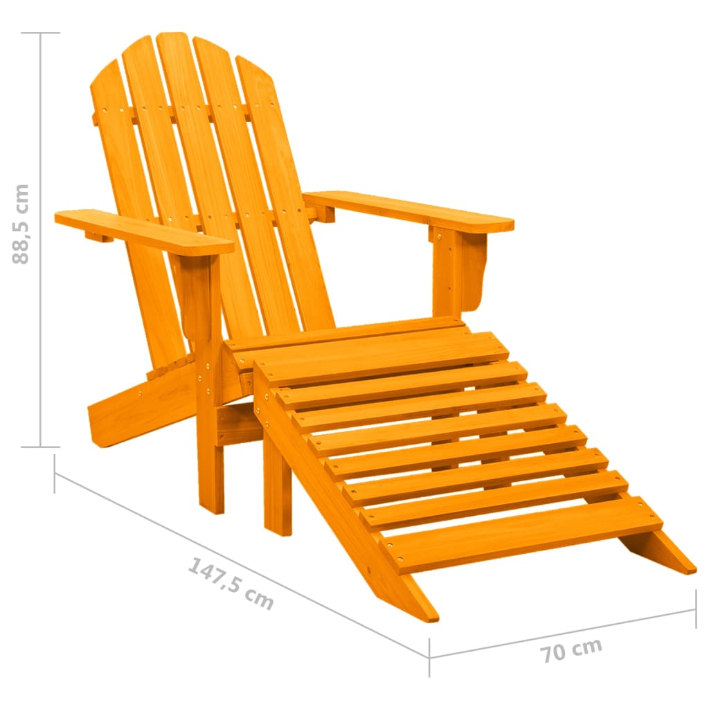 vidaXL Patio Adirondack Chair with Ottoman Solid Fir Wood Orange