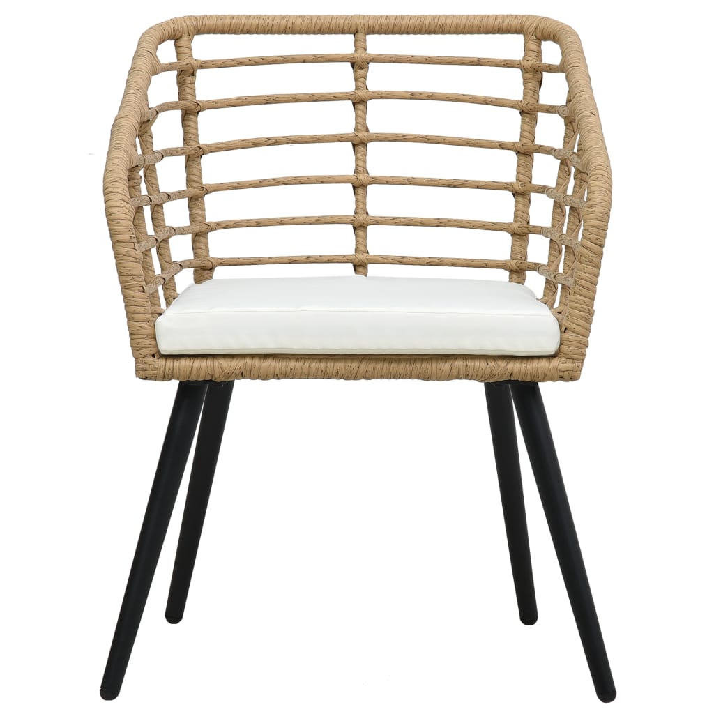 vidaXL Patio Chairs with Cushions 2 pcs Poly Rattan Oak