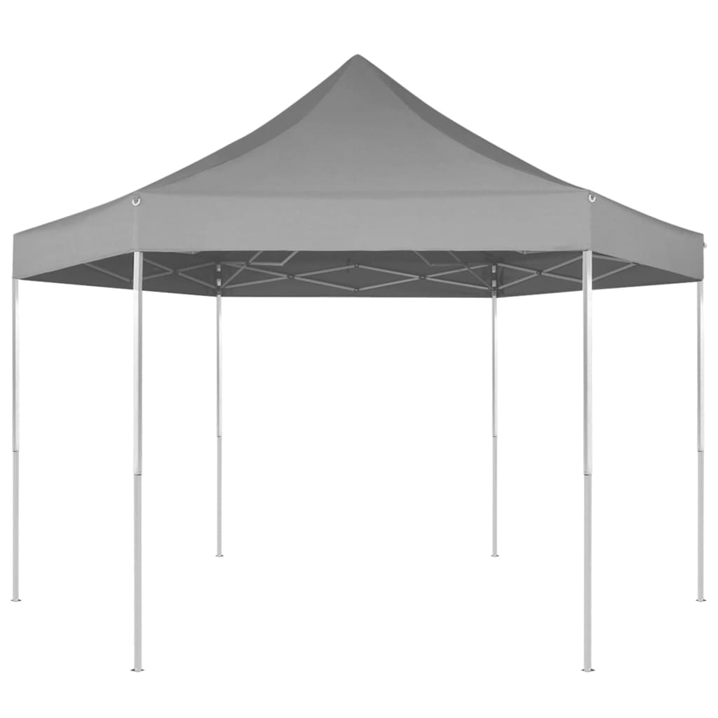 vidaXL Hexagonal Pop-Up Foldable Marquee Gray 11.8'x10.2'