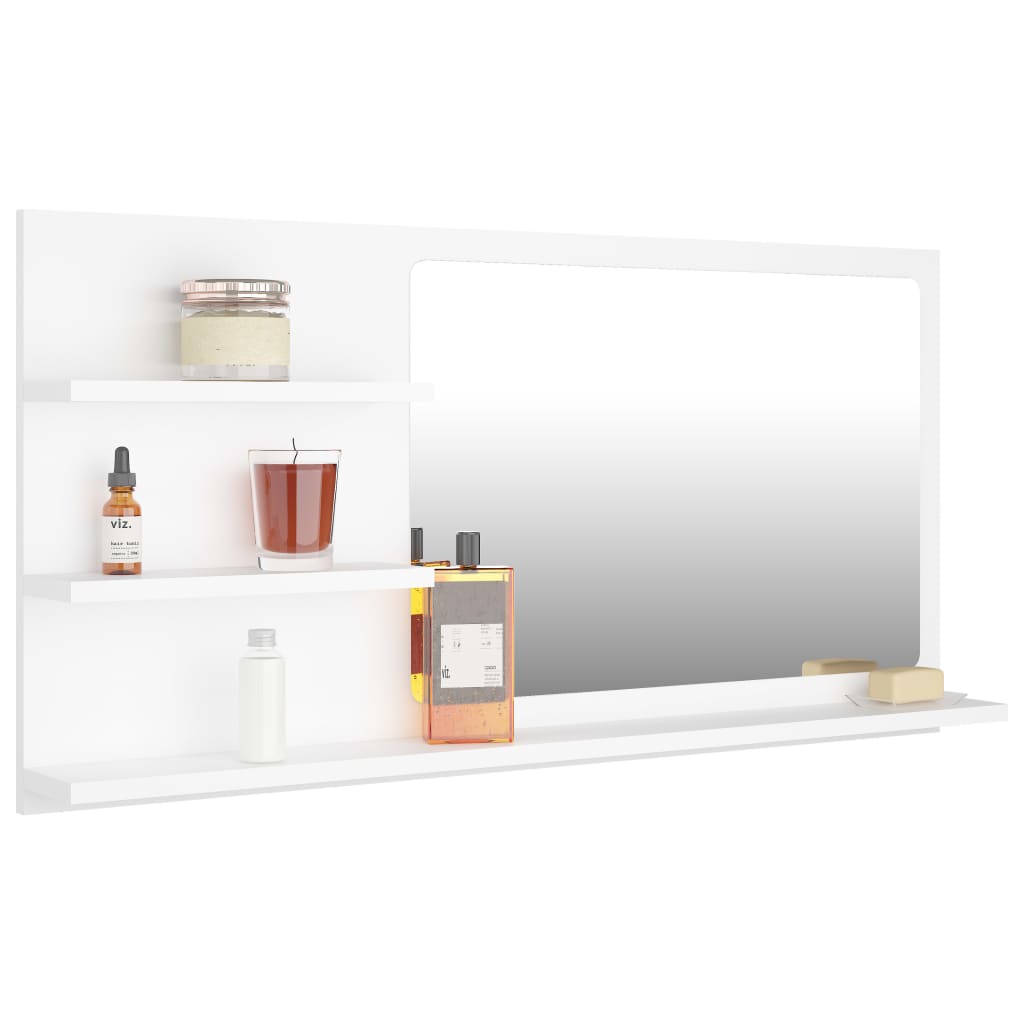 vidaXL Bathroom Mirror White 35.4"x4.1"x17.7" Engineered Wood