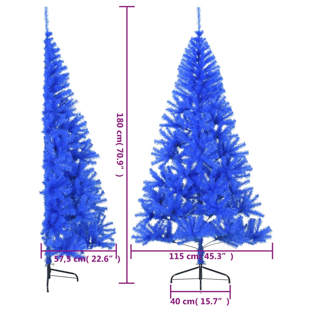 vidaXL Artificial Half Christmas Tree with Stand Blue 6 ft PVC