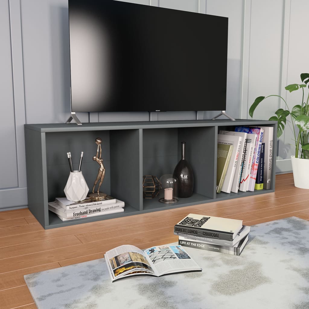 vidaXL Book Cabinet/TV Stand Gray 14.2"x11.8"x44.9" Engineered Wood