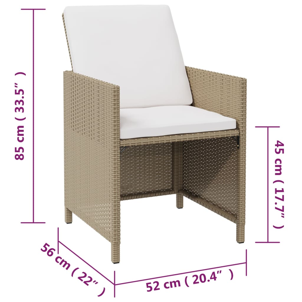 vidaXL Patio Chairs with Stools 2 pcs Poly Rattan Beige