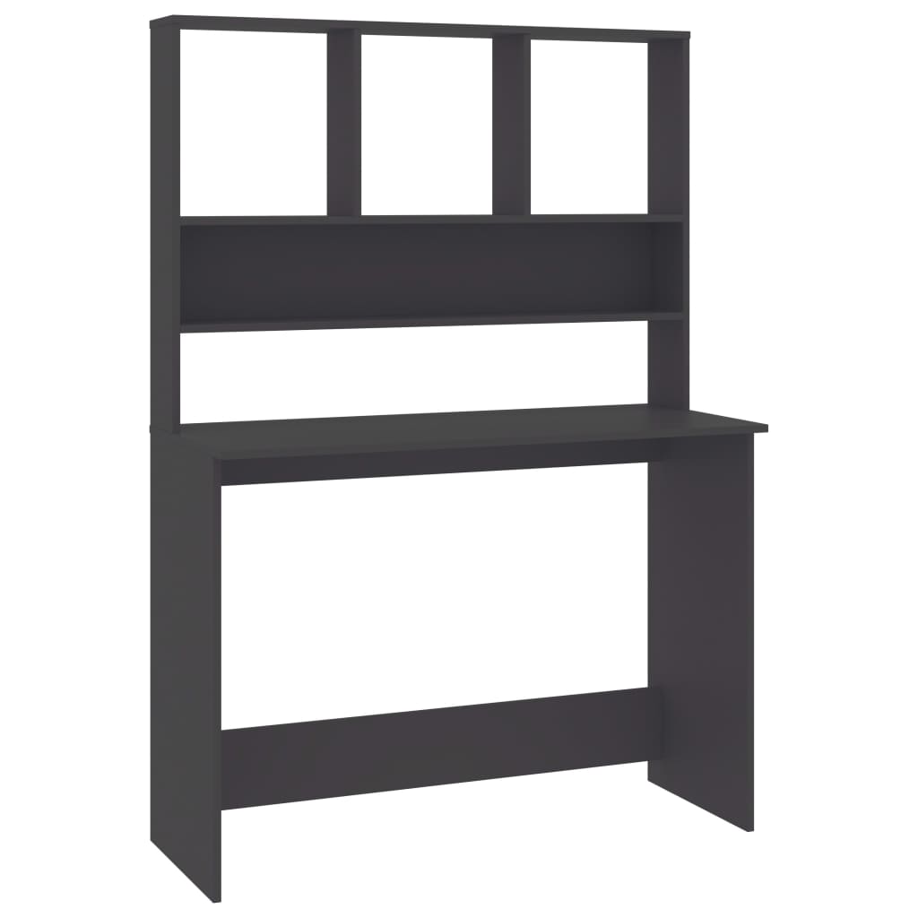 vidaXL Desk with Shelves Gray 43.3"x17.7"x61.8" Engineered Wood