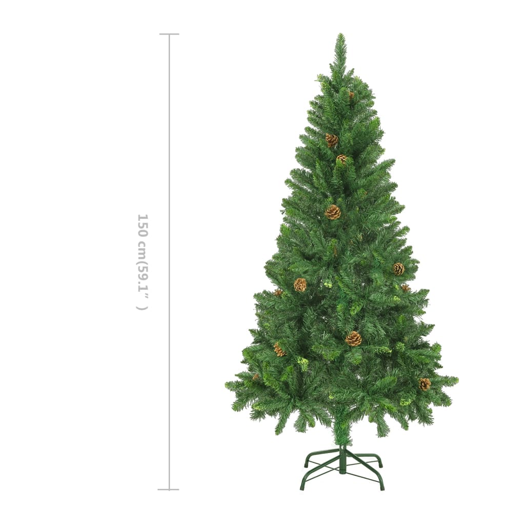 vidaXL Artificial Christmas Tree with Pine Cones Green 59.1"