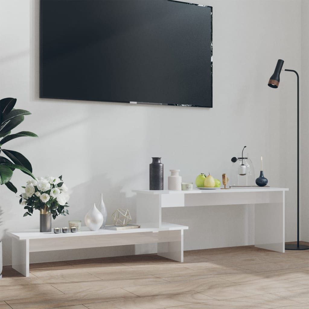 vidaXL TV Cabinet High Gloss White 70.9"x11.8"x16.9" Engineered Wood