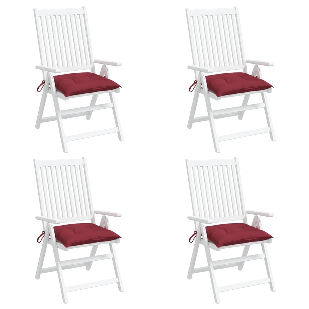 vidaXL Chair Cushions 4 pcs Wine Red 19.7"x19.7"x2.8" Fabric