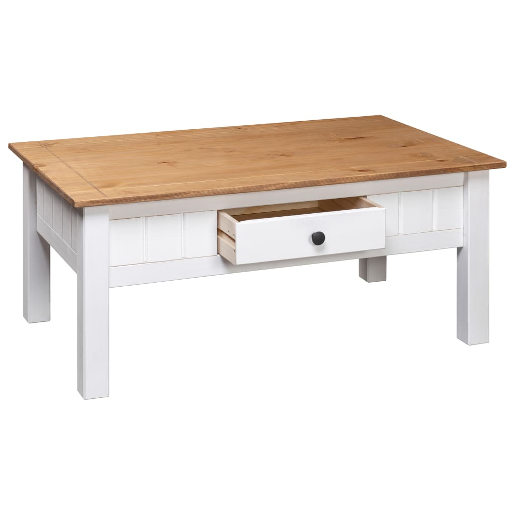 vidaXL Coffee Table White 39.4"x23.6"x17.7" Solid Pine Wood Panama Range