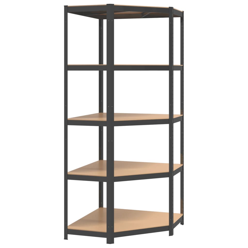 vidaXL 5-Layer Shelves 2 pcs Anthracite Steel&Engineered Wood