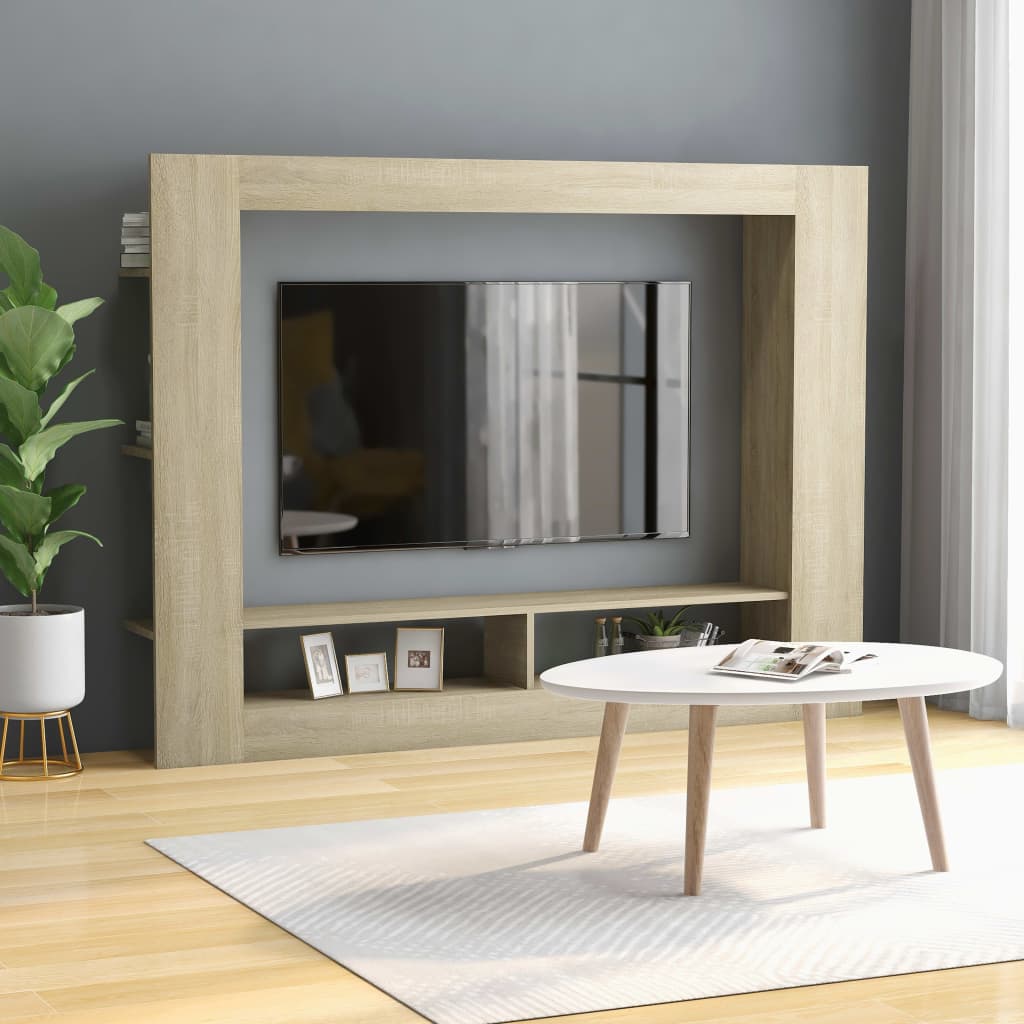 vidaXL TV Cabinet Sonoma Oak 59.8"x8.7"x44.5" Engineered Wood