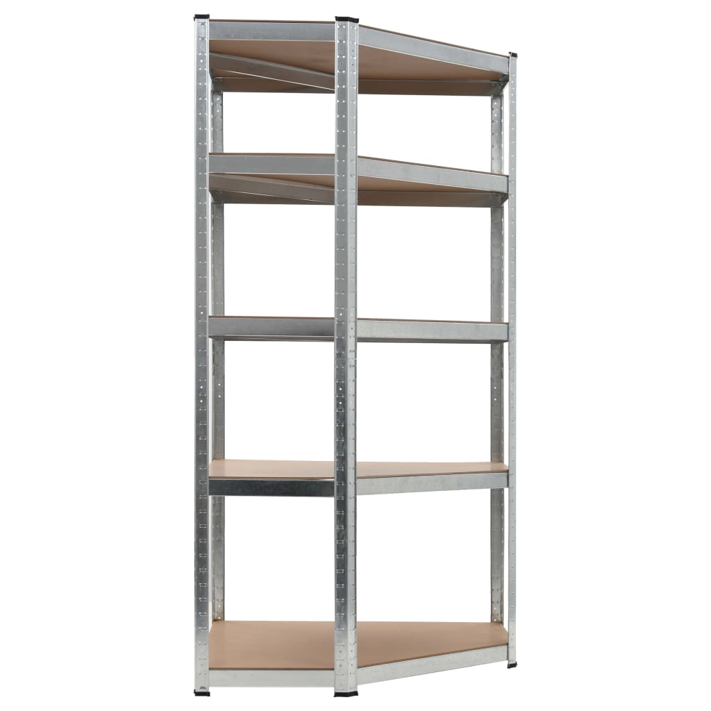 vidaXL 5-Layer Corner Shelf Silver Steel&Engineered Wood