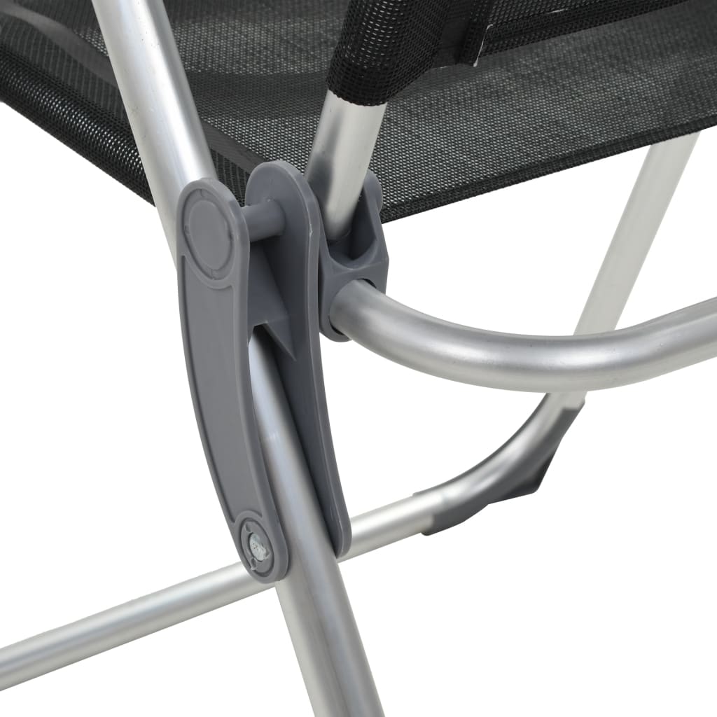 vidaXL Folding Camping Chairs 4 pcs Black Aluminum