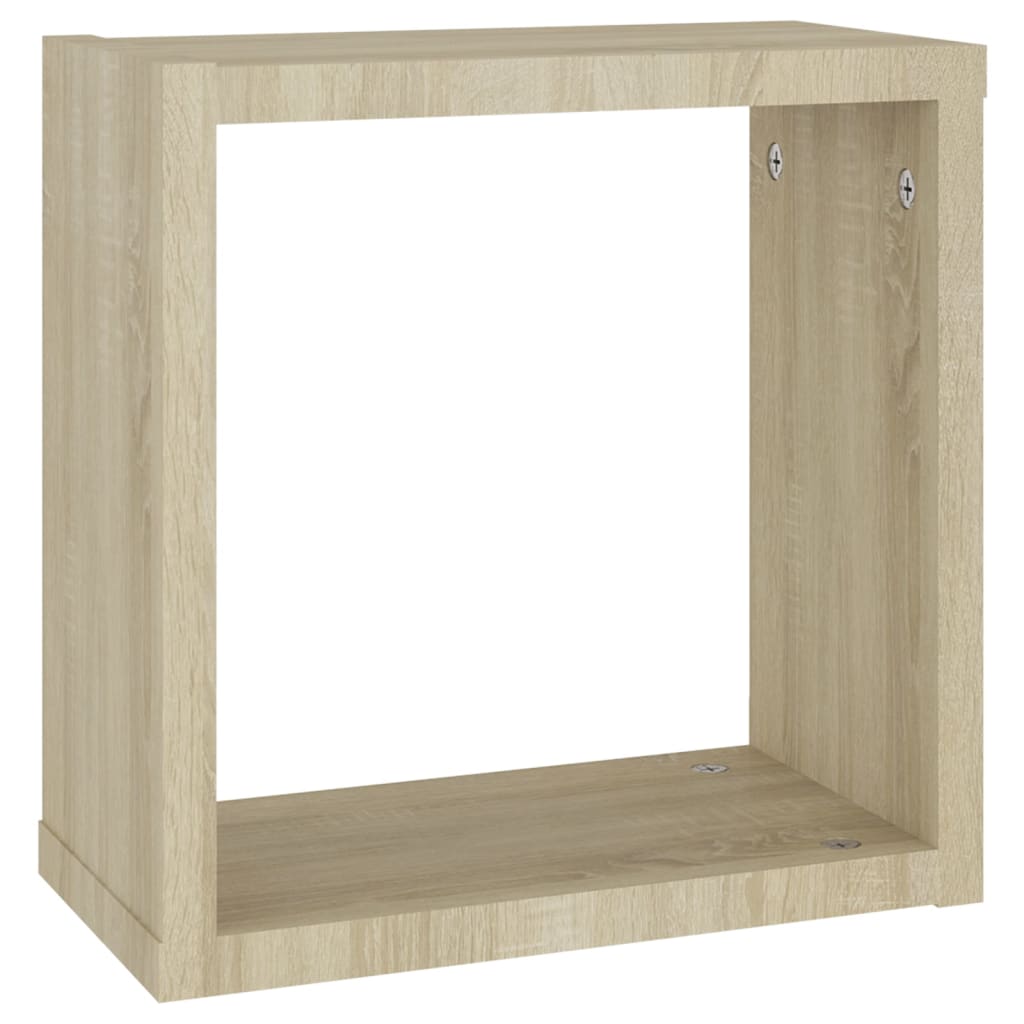 vidaXL Wall Cube Shelves 2 pcs White and Sonoma Oak 11.8"x5.9"x11.8"