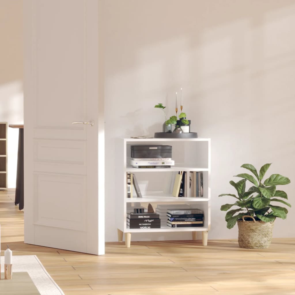vidaXL Sideboard High Gloss White 22.4"x13.8"x27.6" Engineered Wood