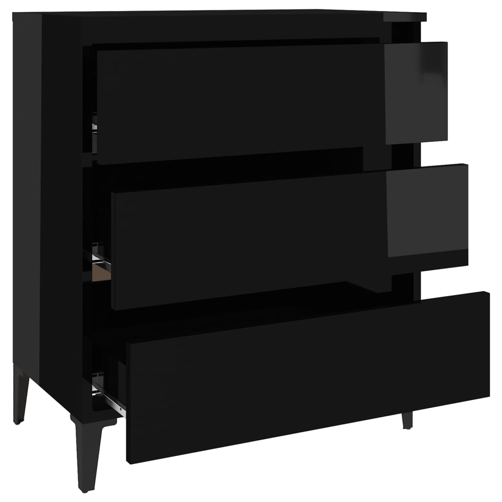 vidaXL Sideboard High Gloss Black 23.6"x13.8"x27.2" Engineered Wood