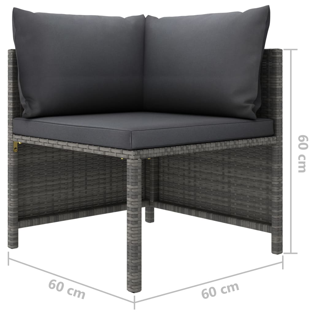 vidaXL 2-Seater Patio Sofa with Cushions Gray Poly Rattan