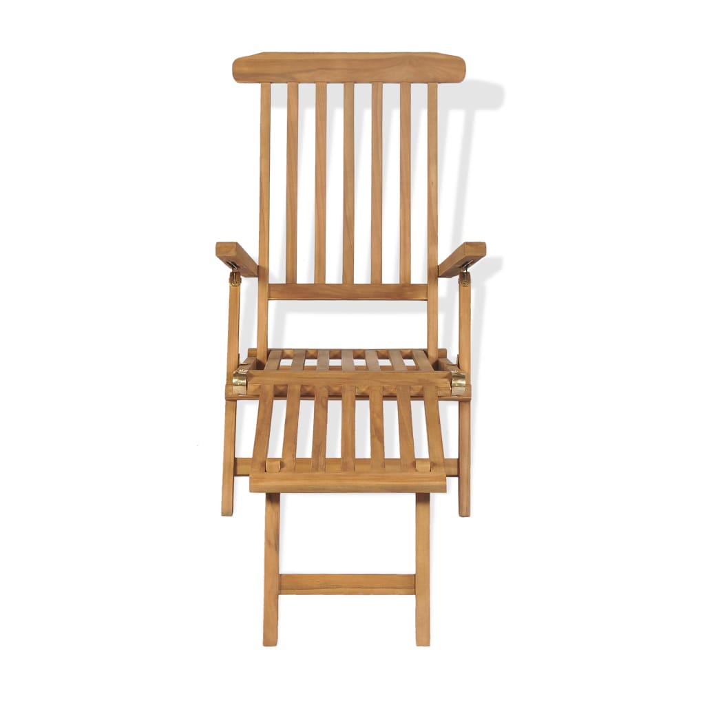 vidaXL Deck Chair with Footrest Solid Teak Wood