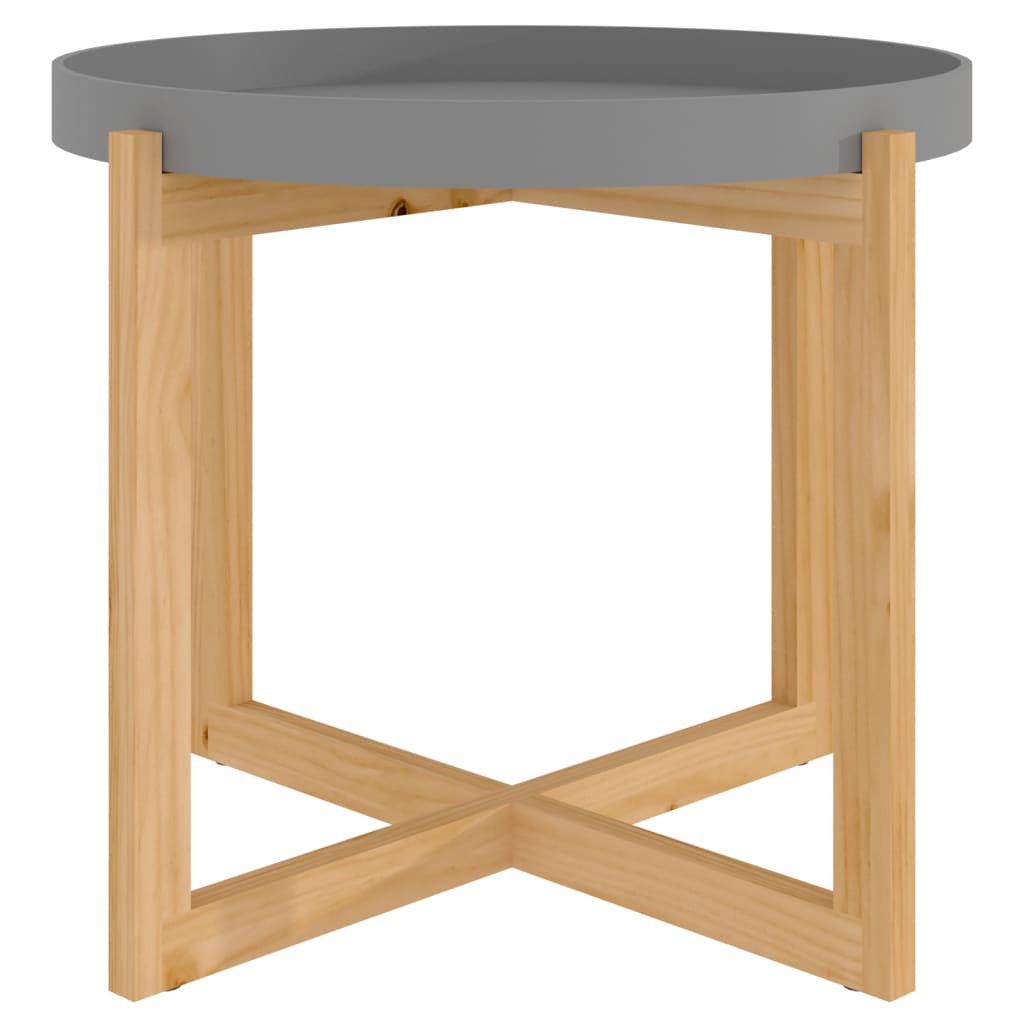vidaXL Coffee Table Gray 20.9"x20.9"x17.1" Engineered Wood&Solid Wood Pine