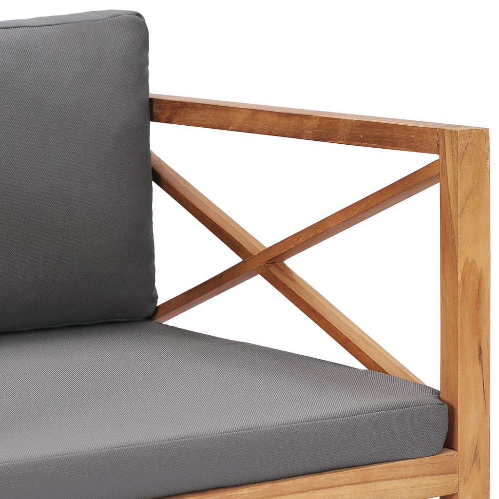 vidaXL Patio Bench with Dark Gray Cushions Solid Teak Wood