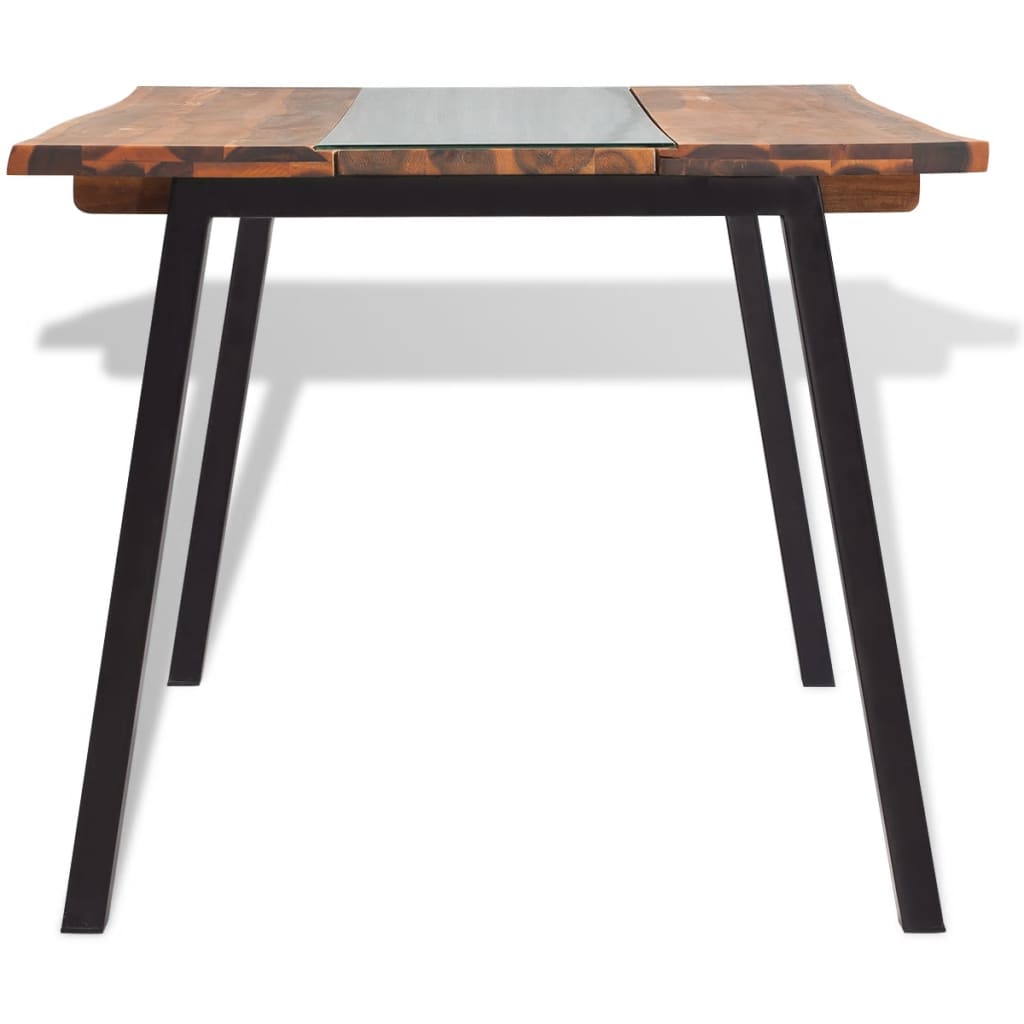vidaXL Dining Table Solid Acacia Wood and Glass 70.9"x35.4"x29.5"