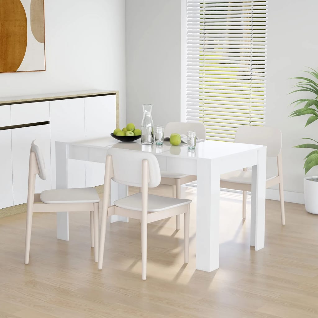 vidaXL Dining Table High Gloss White 55.1"x29.3"x29.9" Engineered Wood