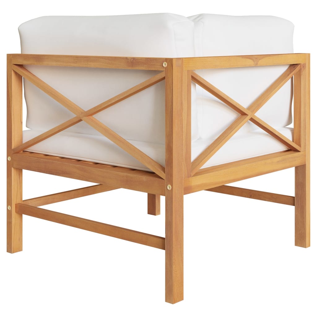 vidaXL Corner Sofa with Cream Cushions Solid Teak Wood