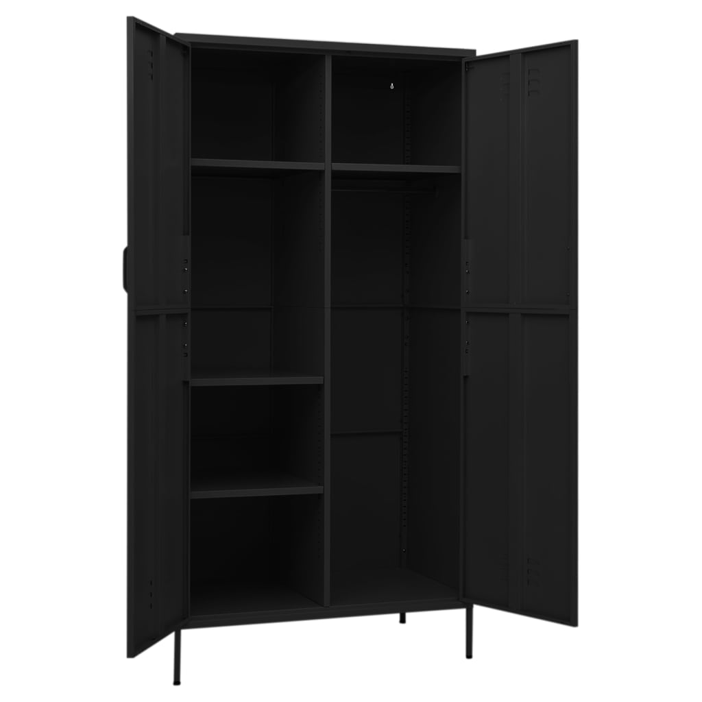 vidaXL Wardrobe Black 35.4"x19.7"x70.9" Steel