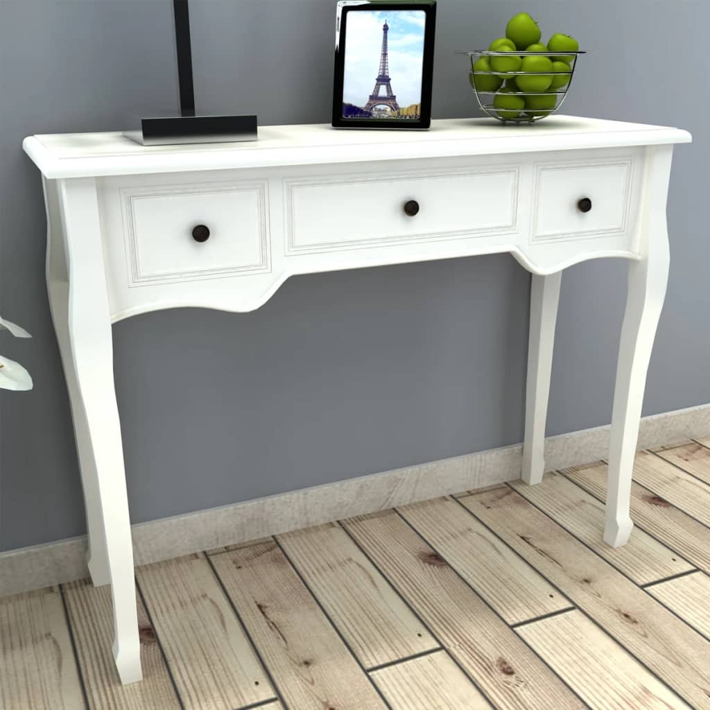 vidaXL Console Table with Three Drawers White