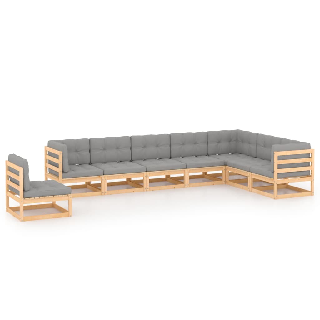 vidaXL 8 Piece Patio Lounge Set with Cushions Solid Wood Pine
