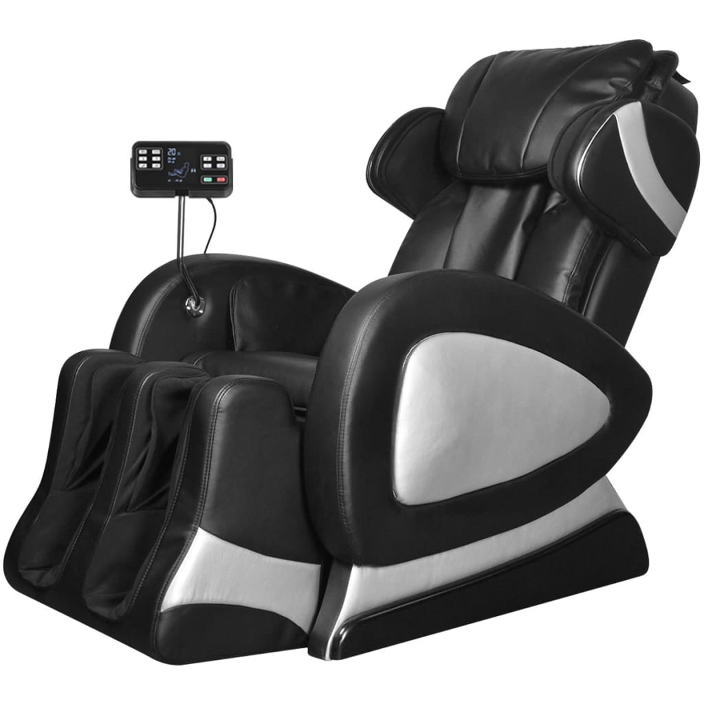 vidaXL Recliner Massage Chair with Super Screen Black Faux Leather