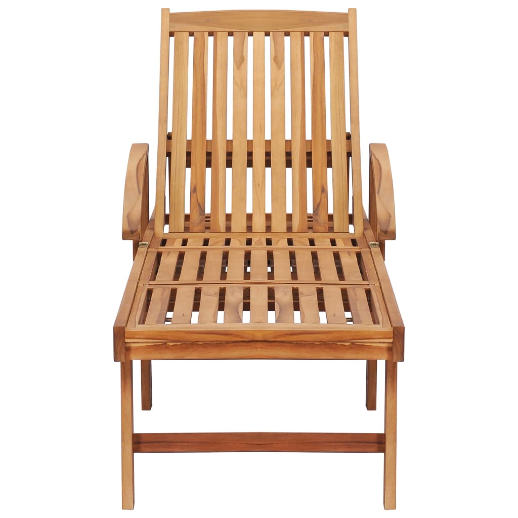 vidaXL Sun Lounger with  Table and Cushion Solid Teak Wood