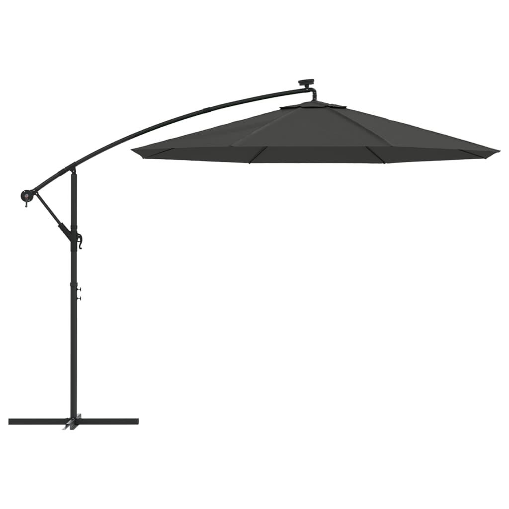 vidaXL Cantilever Umbrella with LED Lights and Steel Pole 118.1" Anthracite