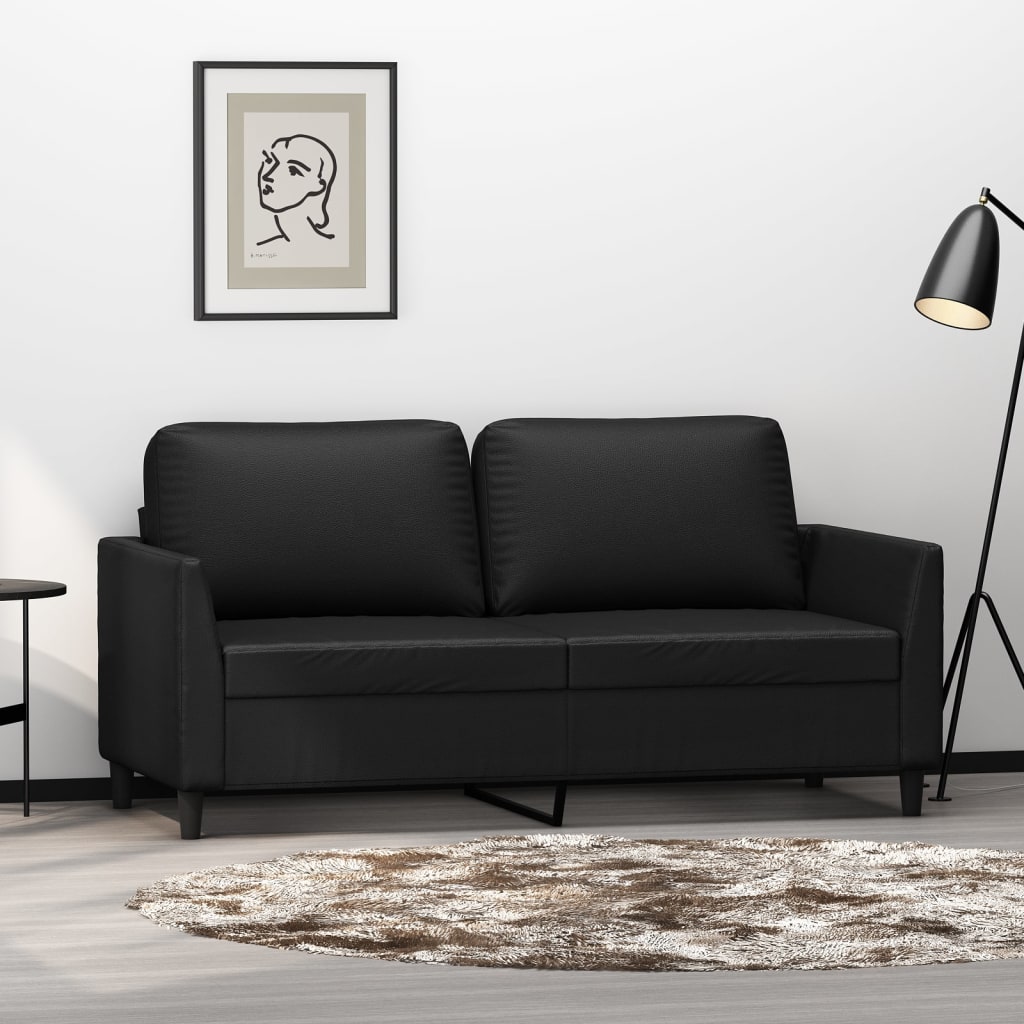 vidaXL 2-Seater Sofa Black 55.1" Faux Leather